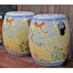Pair of Chinese Ceramic Stools with Lion Handles Decorated with Deer - Image 4