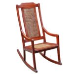 Reproduction Colonial-era Burmese Teak and Rattan Rocking Chair