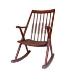 Elegant Antique Thai Teak Rocking Chair
