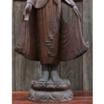 Burmese Oiled Teak Buddha Standing on Lotus in Bestowing Teachings Mudra - Image 6