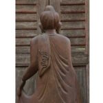 Burmese Oiled Teak Buddha Standing on Lotus in Bestowing Teachings Mudra - Image 7