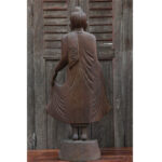 Burmese Oiled Teak Buddha Standing on Lotus in Bestowing Teachings Mudra - Image 8