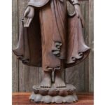 Large Burmese Teak Buddha Standing Upon Lotus in Bestowing Teachings Mudra - Image 6