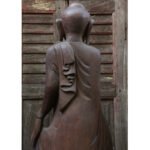 Large Burmese Teak Buddha Standing Upon Lotus in Bestowing Teachings Mudra - Image 7