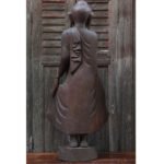 Large Burmese Teak Buddha Standing Upon Lotus in Bestowing Teachings Mudra - Image 8