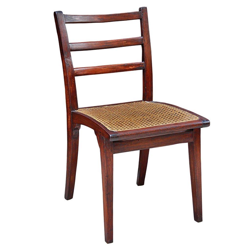 Colonial Burmese Teak and Rattan Dining Chairs Colonial Burmese Teak and Rattan Dining Chairs
