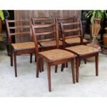 Colonial Burmese Teak and Rattan Dining Chairs - Image 7