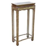 Thai Teak Tall Altar Table with Original Paint Remnants