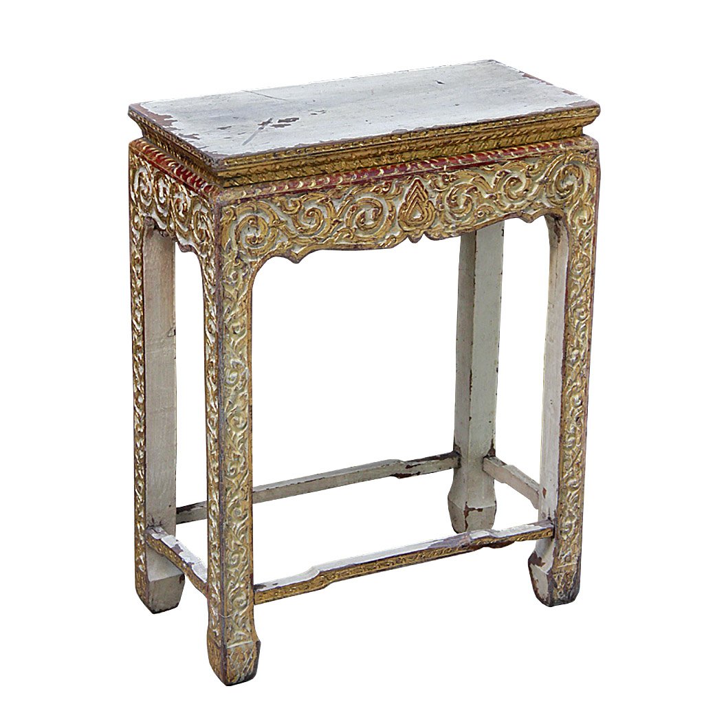 PAQ008143-01 Thai Teak Medium Altar Table with Original Paint Remnants