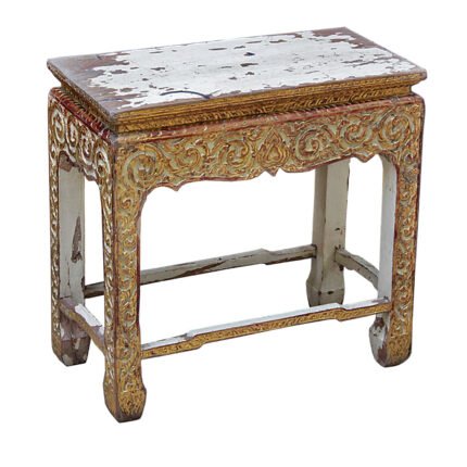 Thai Teak Low Altar Table with Original Paint Remnants
