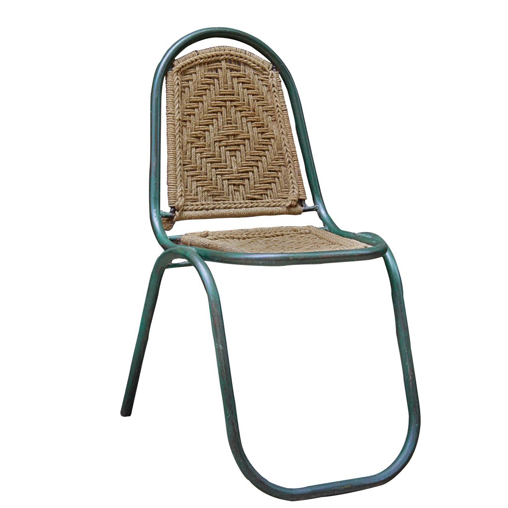 PAQ008174-01 Indian Green Metal and Macrame Chairs - Image 1