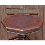 Colonial Octagonal Pedestal Teak Table with Custom Bottom Shelf - Image 5