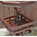 Colonial Octagonal Pedestal Teak Table with Custom Bottom Shelf - Image 7