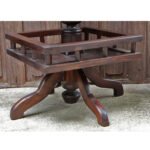 Colonial Octagonal Pedestal Teak Table with Custom Bottom Shelf - Image 8