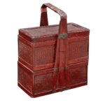 Chinese Rattan and Bamboo Two-tiered Basket