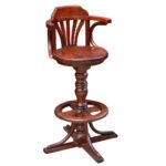 Colonial Reproduction Teak Swivel Stool