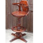 Colonial Reproduction Teak Swivel Stool - Image 4